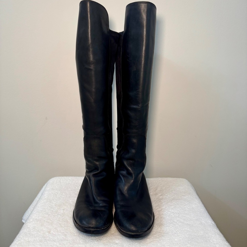 Cole Haan Nike Air Black Leather Tall Riding Boots Womens 10B